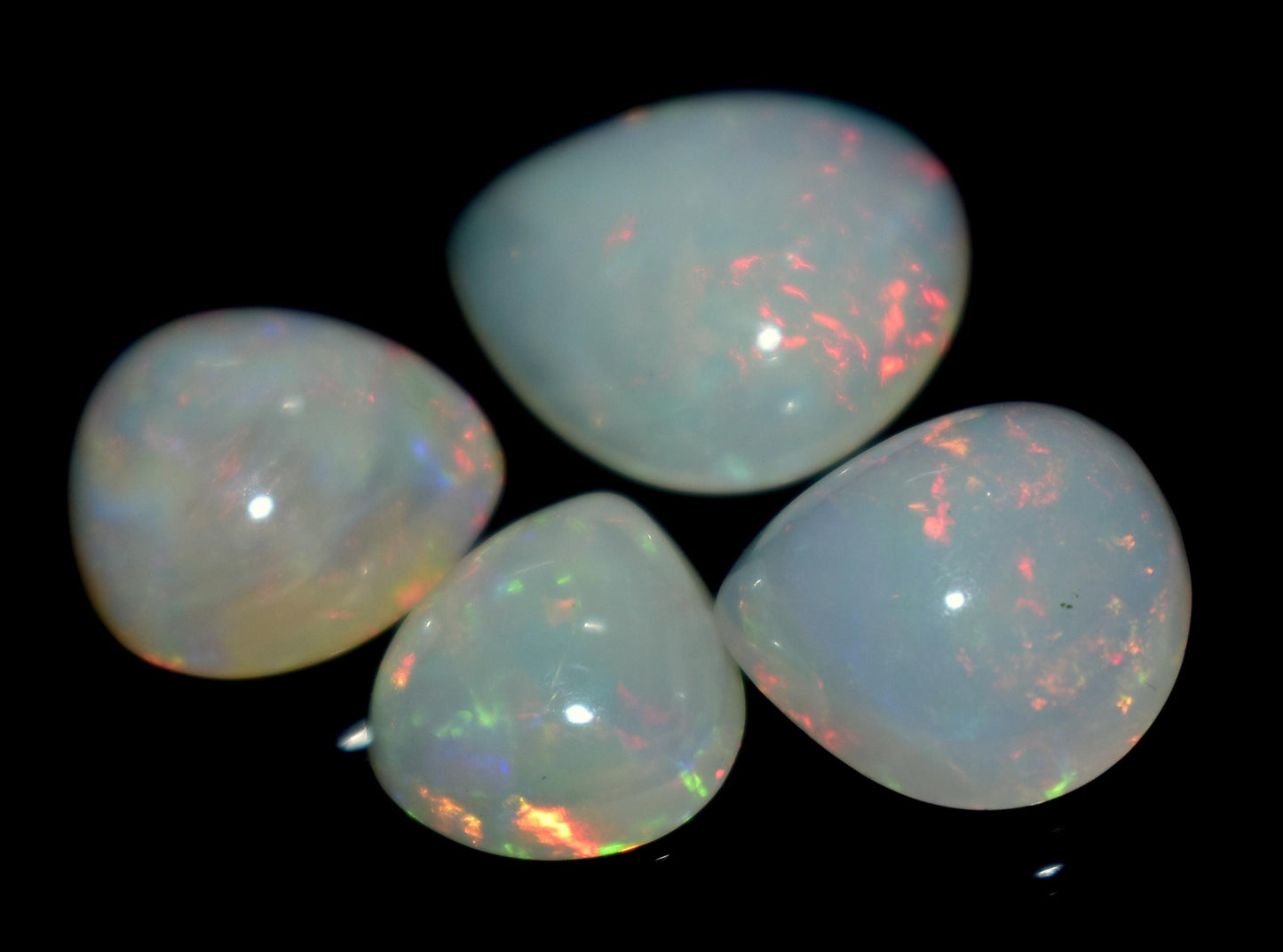 100% Natural Ethiopian Opal, Heart Shape Welo Fire Cabochon Gemstone Lot, 12.00 Ct, Size-14.5x13x5mm To 10.5x9.5x4mm, For Jewelry Making,