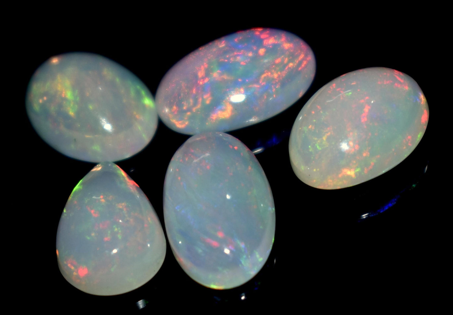 100% Natural Ethiopian Opal, Mix Shape Welo Fire Cabochon Gemstone Lot, 13.45 Ct, Size-14.5x8.5x4mm To 12.5x8.5x5mm, Opal For Jewelry Making