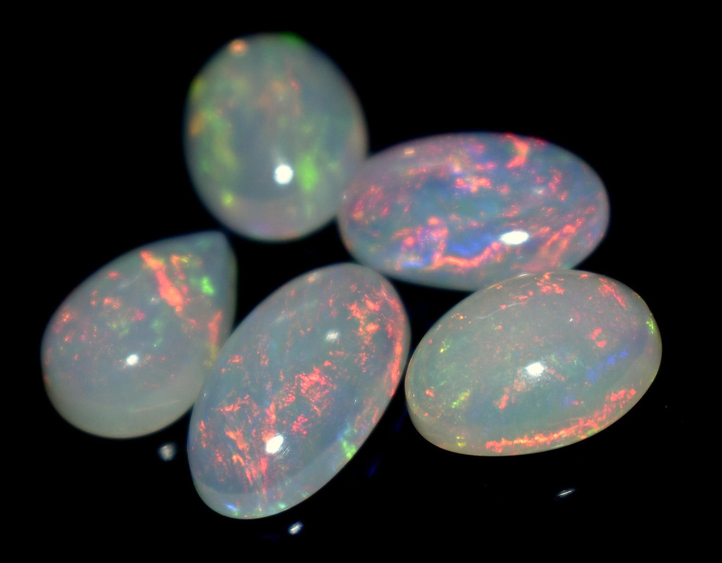 100% Natural Ethiopian Opal, Mix Shape Welo Fire Cabochon Gemstone Lot, 13.45 Ct, Size-14.5x8.5x4mm To 12.5x8.5x5mm, Opal For Jewelry Making