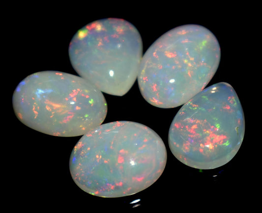 100% Natural Ethiopian Opal, Mix Shape Welo Fire Cabochon Gemstone Lot, 14.10 Ct, Size-13x10.5x4mm To 12x10x4.5mm, Opal For Jewelry Making