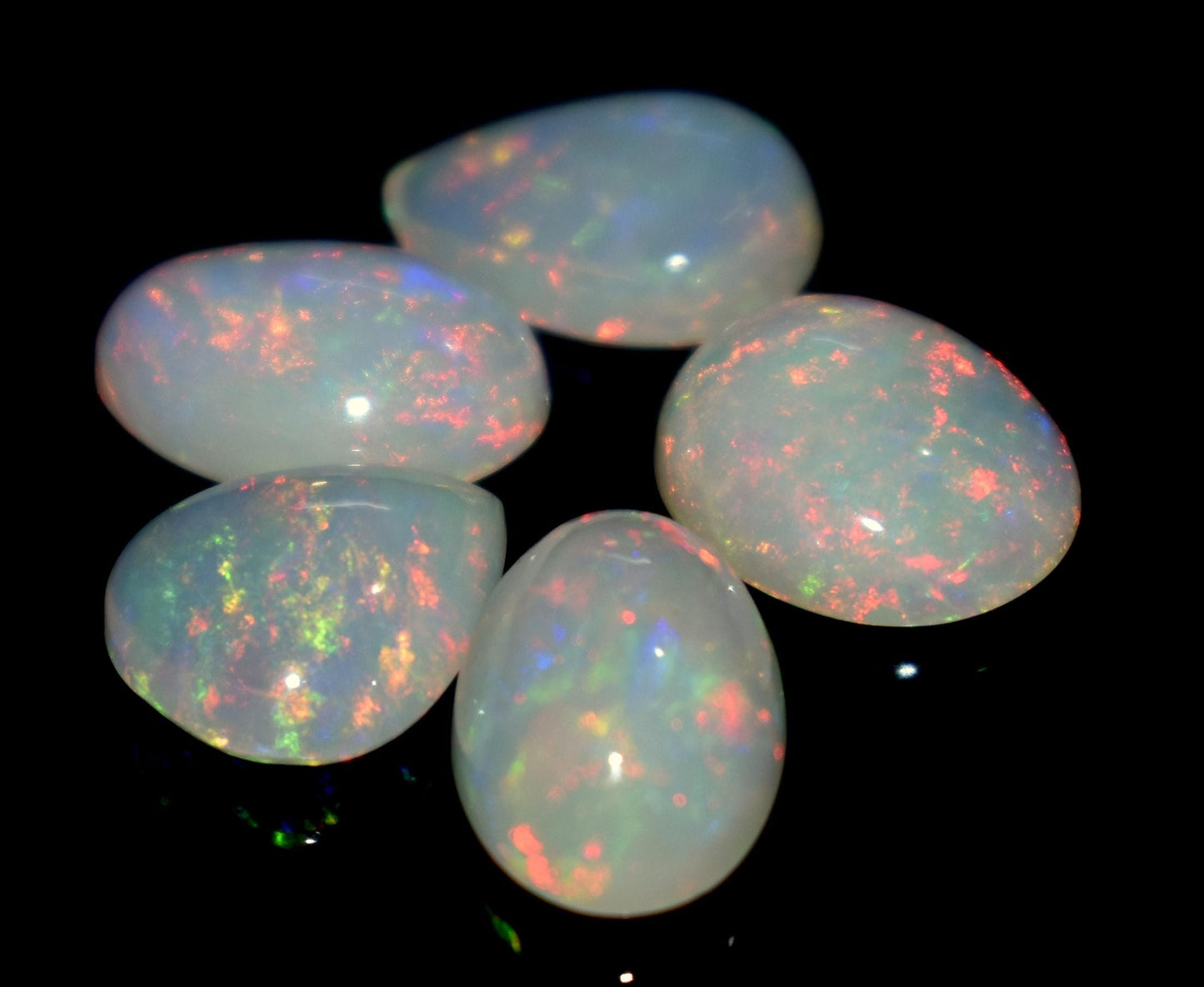 100% Natural Ethiopian Opal, Mix Shape Welo Fire Cabochon Gemstone Lot, 14.10 Ct, Size-13x10.5x4mm To 12x10x4.5mm, Opal For Jewelry Making