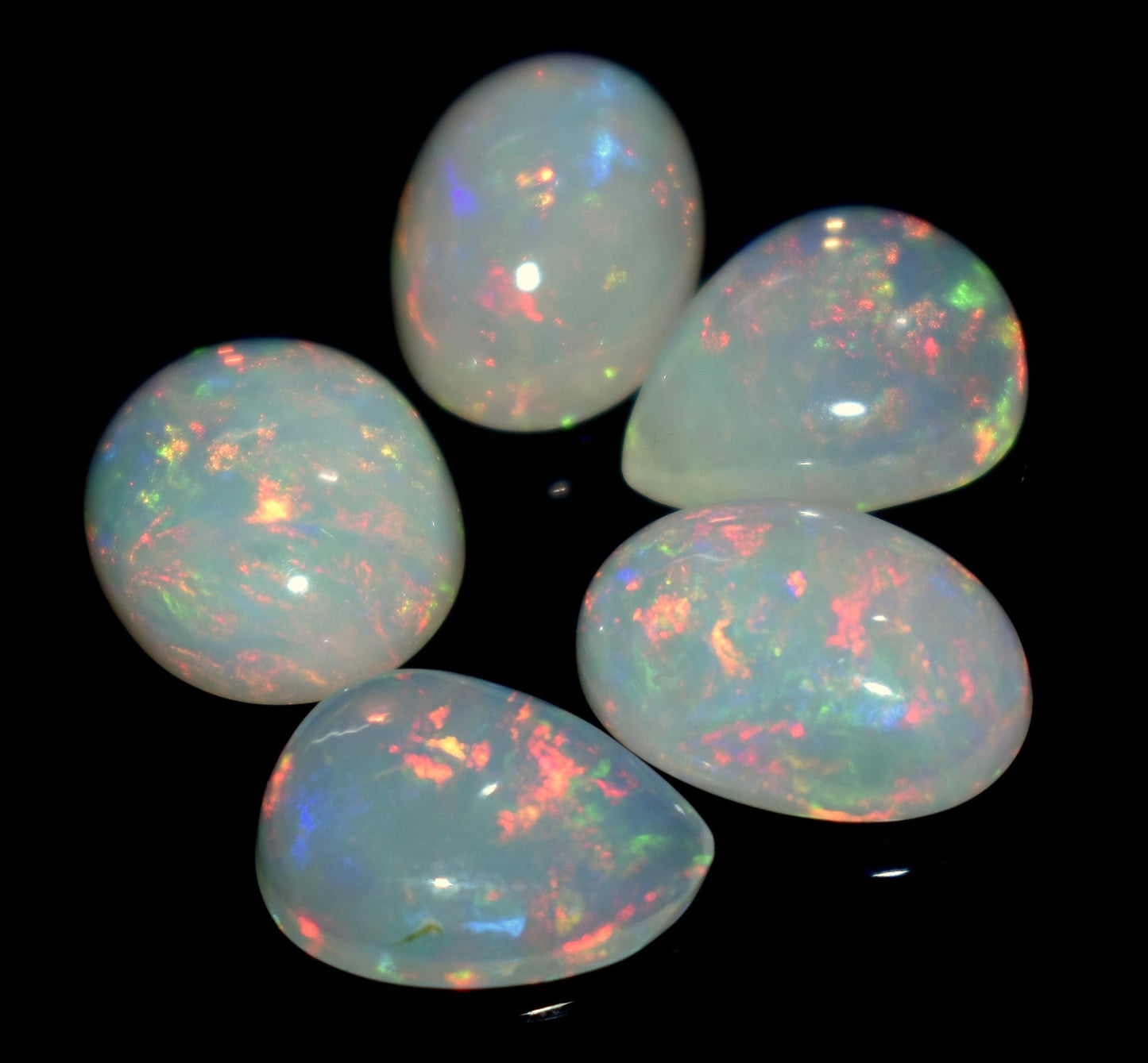 100% Natural Ethiopian Opal, Mix Shape Welo Fire Cabochon Gemstone Lot, 14.10 Ct, Size-13x10.5x4mm To 12x10x4.5mm, Opal For Jewelry Making