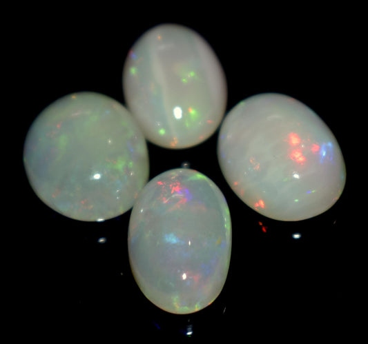 Opal, 100% Natural Ethiopian Opal, Oval Welo Fire Cabochon Gemstone Lot, 10.65 Carat, Size-13x8x4.5mm To 12.5x9x5mm, For Jewelry Making