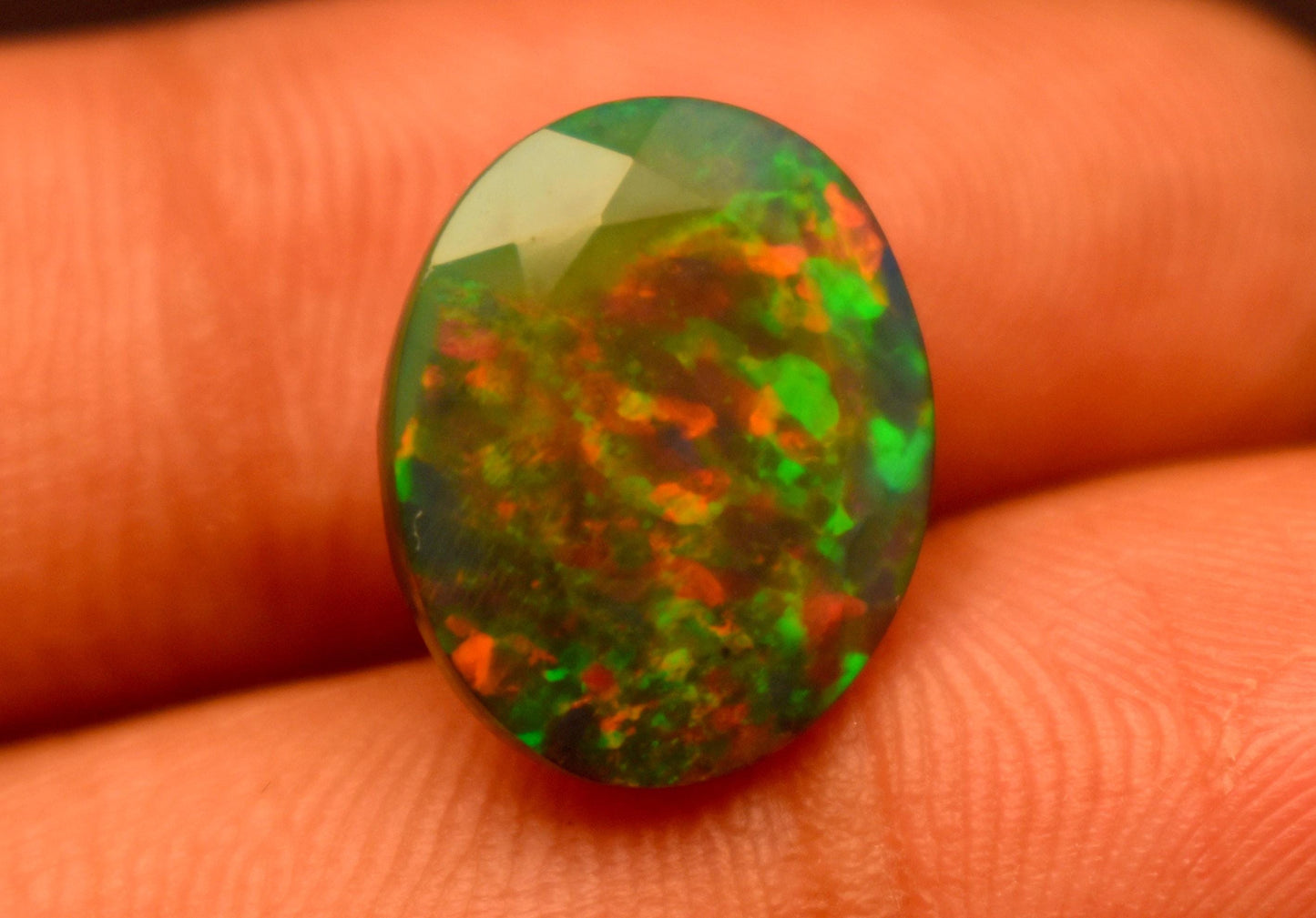 Opal, 100% Natural Black Ethiopian Opal, Oval Faceted Loose Gemstone, 5.20 Carat, Size-14.5x12x6.5mm, For Jewelry Making, Gift For Her,