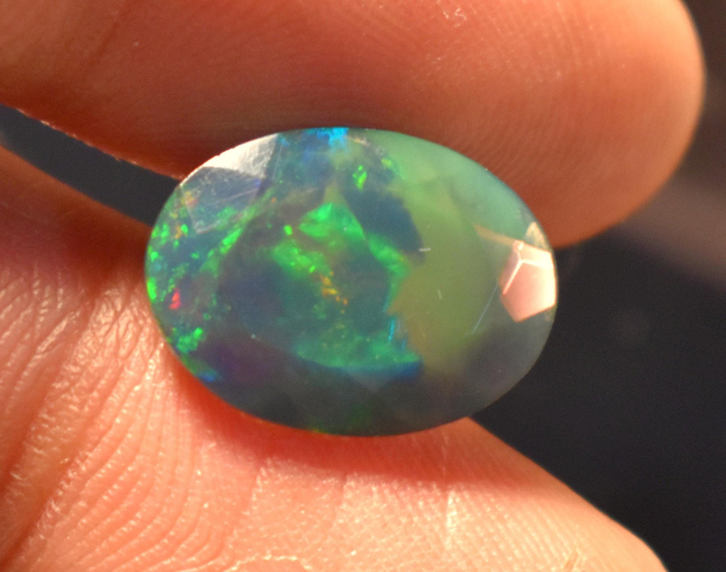 100% Natural Black Ethiopian Opal, Oval Faceted Loose Gemstone, 3.60 Carat, Size-15.5x11.5x5.5mm, For Jewelry Making, Gift For Her,