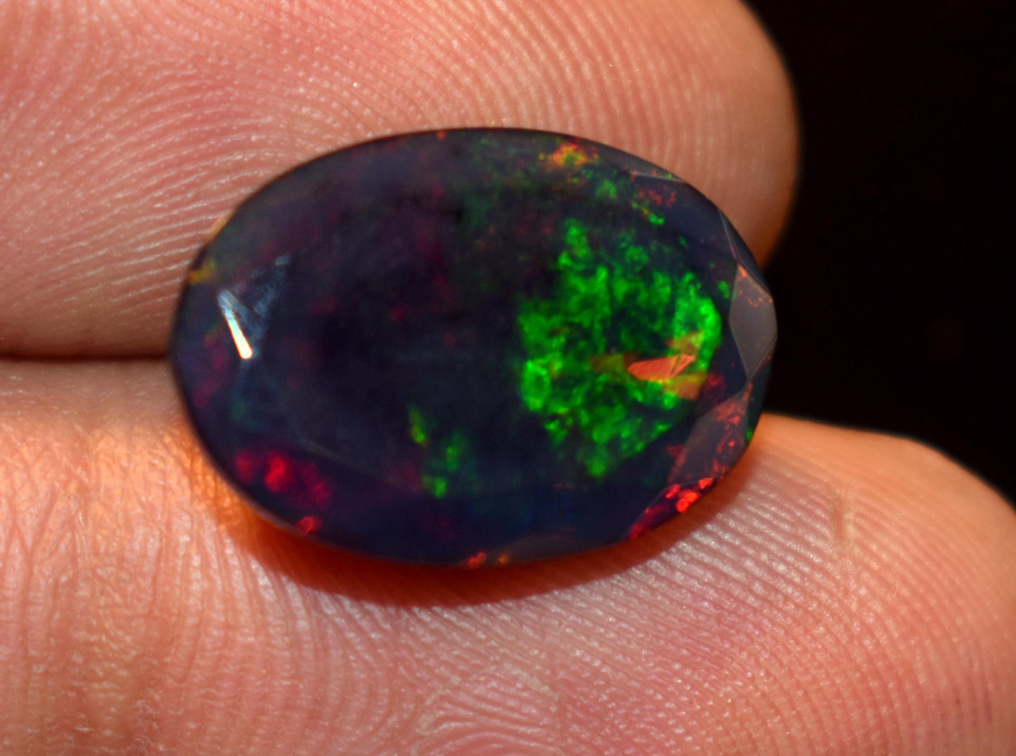 Genuine & Natural Black Ethiopian Opal, Oval Faceted Loose Gemstone, 5.15 Carat, Size-17x12x6mm, For Jewelry Making, Gift For Her,