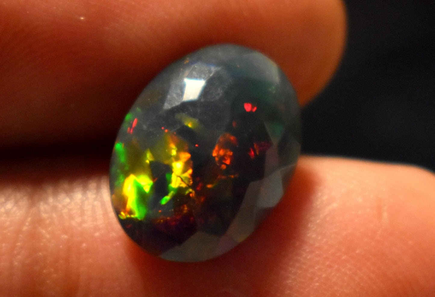 Opal, Natural Black Ethiopian Opal, Oval Faceted Loose Gemstone, 2.80 Carat, Size-14x10.5x4.5mm, For Jewelry Making, Gift For Her,