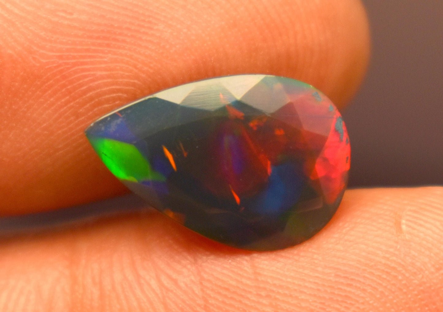 Natural Black Ethiopian Opal, Pear Faceted Loose Gemstone, 3.65 Carat, Size-16x10x5.5mm, For Jewelry Making, Gift For Her,