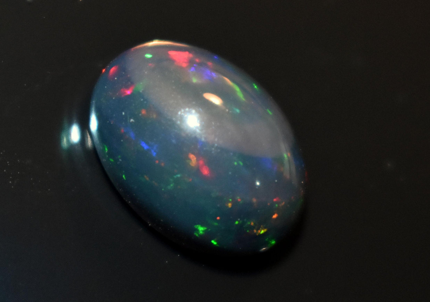 Natural Black Ethiopian Opal, Welo Fire Oval Smooth Cabochon Loose Gemstone, 4.00 Carat, Size-10x14x6.5mm, For Jewelry Making, Gift For Her