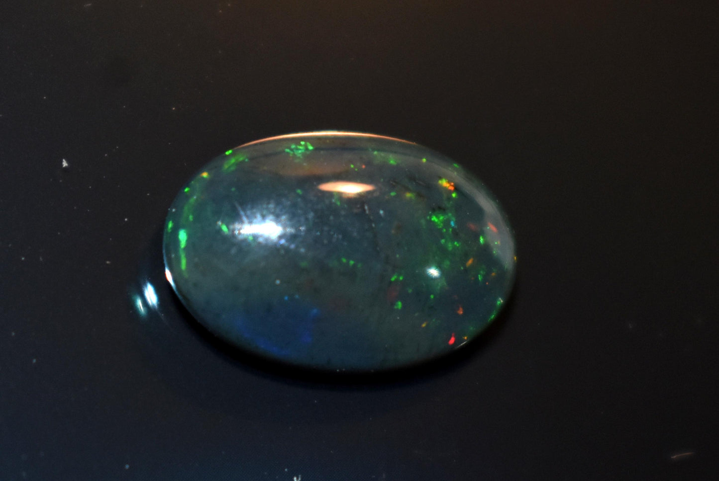 100% Natural Black Ethiopian Opal, Welo Fire Oval Smooth Cabochon Loose Gemstone, 3.50 Ct, Size-9.5x14.5x4.5mm, For Jewelry Making,