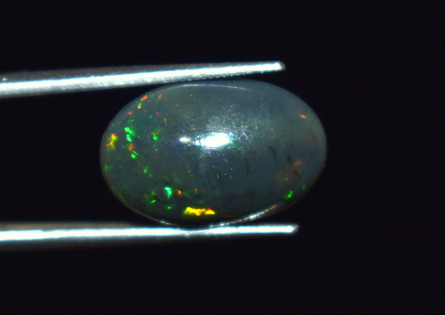 100% Natural Black Ethiopian Opal, Welo Fire Oval Smooth Cabochon Loose Gemstone, 3.50 Ct, Size-9.5x14.5x4.5mm, For Jewelry Making,