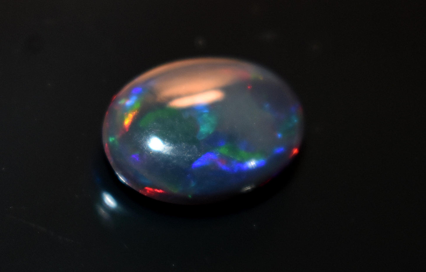 Opal, Natural Black Ethiopian Opal, Welo Fire Oval Smooth Cabochon Loose Gemstone, 3.35 Ct, Size-10x14x4.5mm, For Jewelry Making,