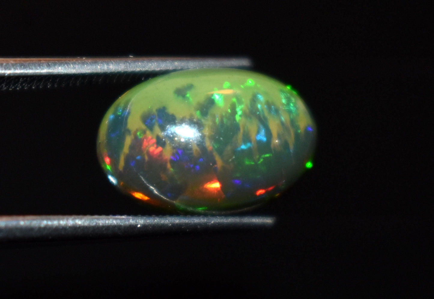 Opal, Natural Black Ethiopian Opal, Welo Fire Oval Smooth Cabochon Loose Gemstone, 3.35 Ct, Size-9x13x5.5mm, For Jewelry Making,