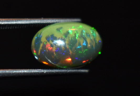 Opal, Natural Black Ethiopian Opal, Welo Fire Oval Smooth Cabochon Loose Gemstone, 3.35 Ct, Size-9x13x5.5mm, For Jewelry Making,