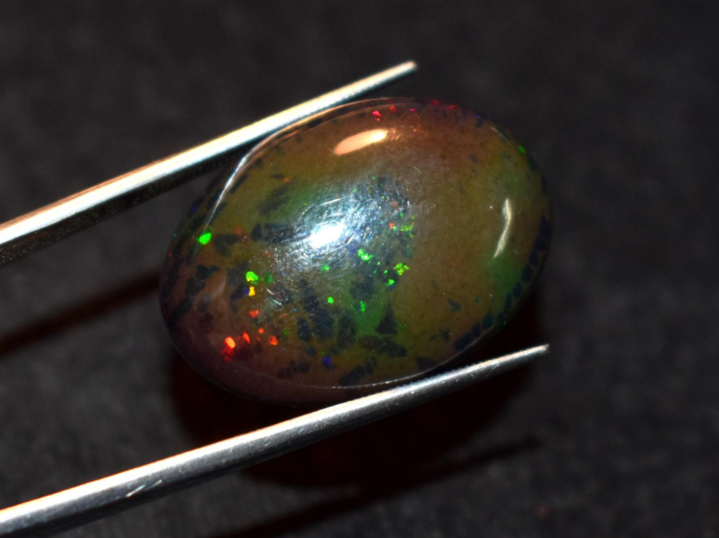 Opal, Natural Black Ethiopian Opal, Oval Welo Fire Cabochon Loose Gemstone, 15.20 Carat, Size-18x25x7.5mm, For Jewelry Making,