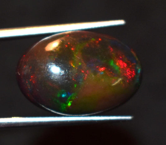 Opal, Natural Black Ethiopian Opal, Oval Welo Fire Cabochon Loose Gemstone, 5.80 Carat, Size-13x17.5x5.5mm, For Jewelry Making,