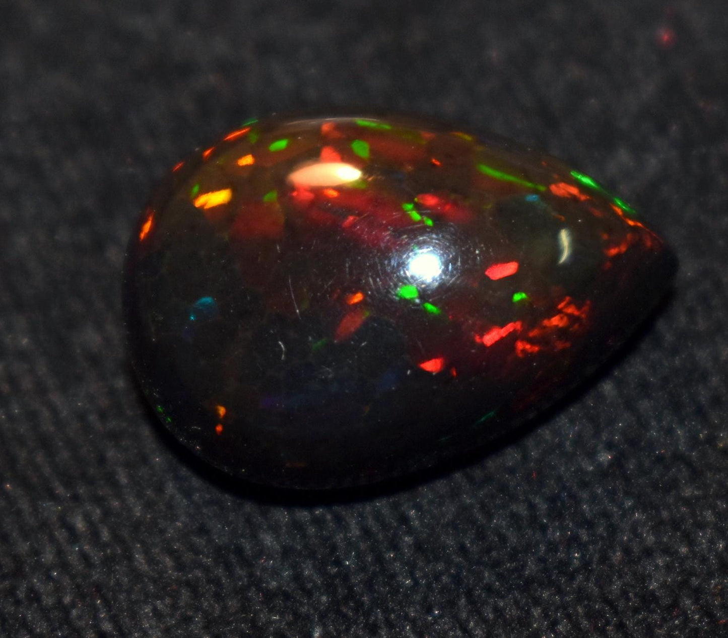 Opal, Natural Black Ethiopian Opal, Pear Welo Fire Cabochon Loose Gemstone, 15.90 Carat, Size-16x22.5x10mm, For Jewelry Making,