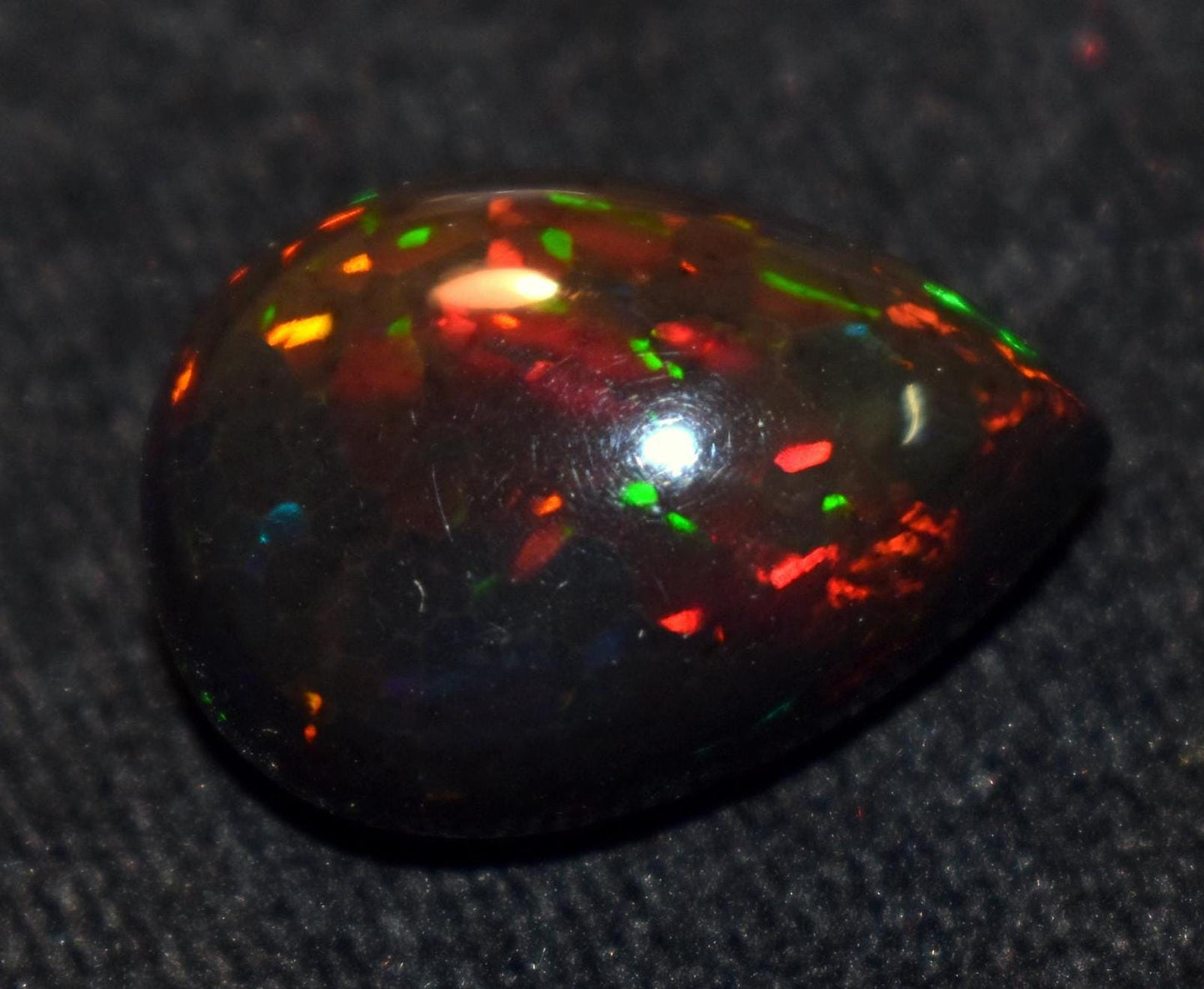 Opal, Natural Black Ethiopian Opal, Pear Welo Fire Cabochon Loose Gemstone, 15.90 Carat, Size-16x22.5x10mm, For Jewelry Making,