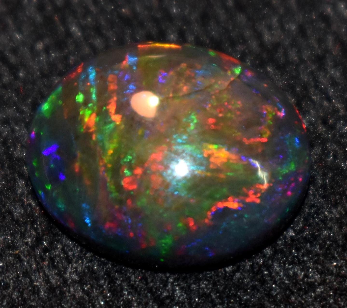 Opal, Natural Black Ethiopian Opal, Oval Welo Fire Cabochon Loose Gemstone, 6.90 Carat, Size-12x15.5x8mm, For Jewelry Making,