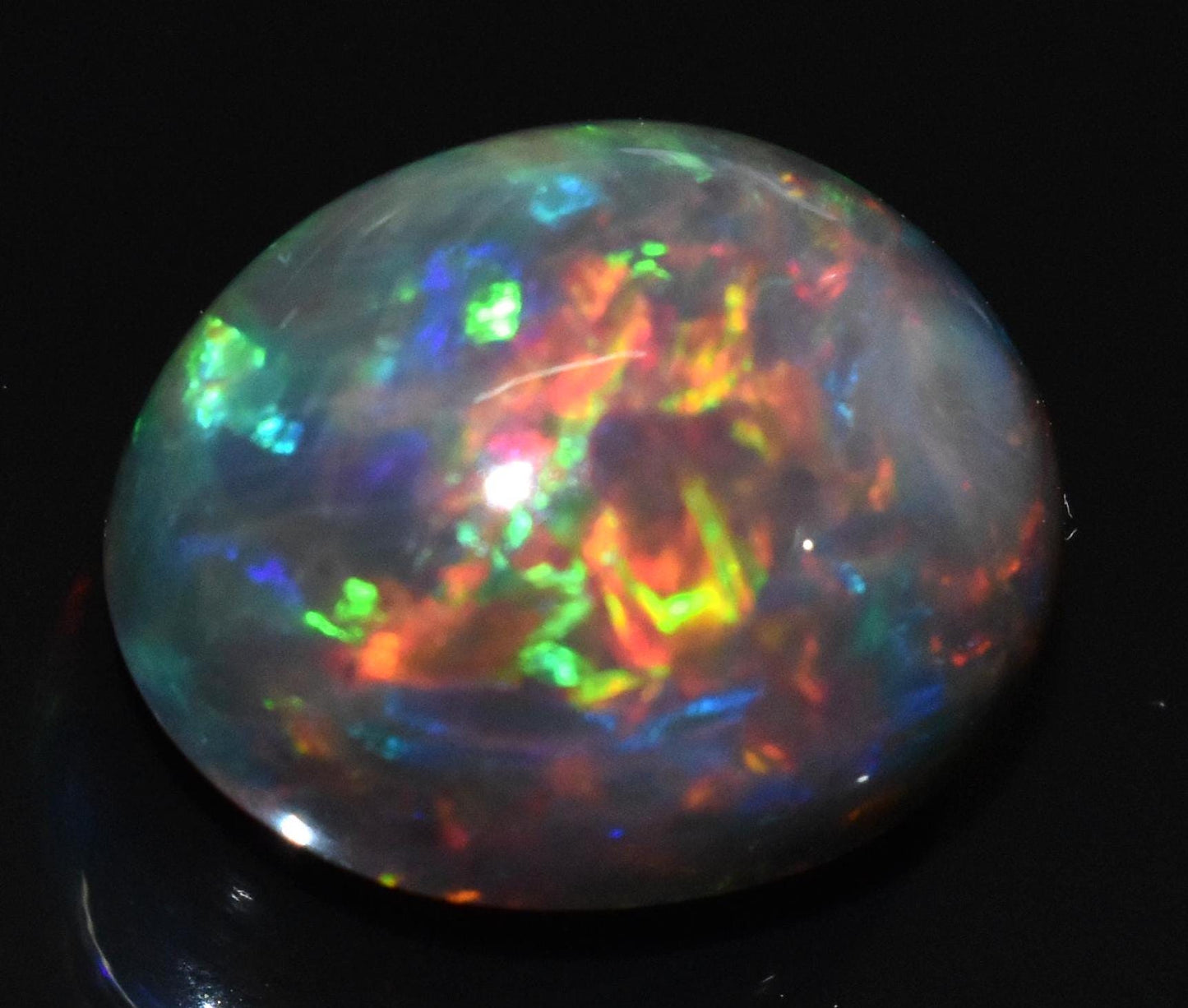 Opal, Natural Black Ethiopian Opal, Oval Welo Fire Cabochon Loose Gemstone, 19.85 Carat, Size-16.5x20x12mm, For Jewelry Making,