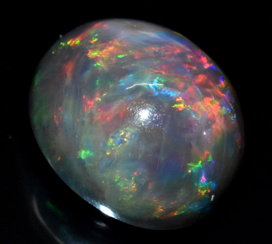 Opal, Natural Black Ethiopian Opal, Oval Welo Fire Cabochon Loose Gemstone, 19.85 Carat, Size-16.5x20x12mm, For Jewelry Making,