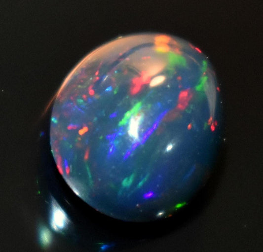 Opal, Natural Black Ethiopian Opal, Oval Welo Fire Cabochon Loose Gemstone, 1.80 Carat, Size-8x10x5mm, For Jewelry Making,