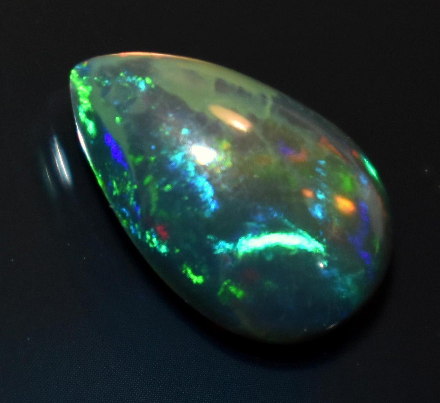 Opal, Natural Black Ethiopian Opal, Pear Welo Fire Cabochon Loose Gemstone, 1.80 Carat, Size-7.5x13.5x4.5mm, For Jewelry Making,