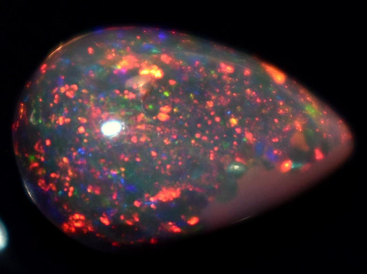 Opal, Natural Black Ethiopian Opal, Pear Welo Fire Cabochon Loose Gemstone, 3.30 Carat, Size-9x13x6mm, For Jewelry Making,