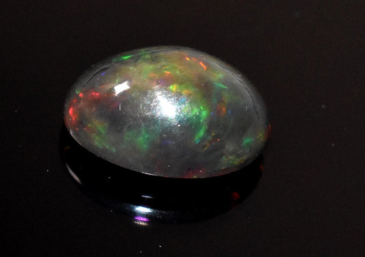 Opal, Natural Black Ethiopian Opal, Oval Welo Fire Cabochon Loose Gemstone, 4.55 Crt, Size-11x14x7mm, For Jewelry Making, Gift For Her,