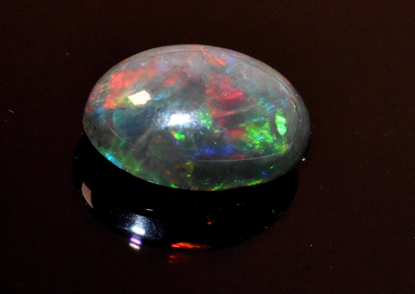 100% Natural Black Ethiopian Opal, Oval Welo Fire Cabochon Loose Gemstone, 4.50 Crt, Size-10.5x14x6.5mm, For Jewelry Making, Gift For Her,