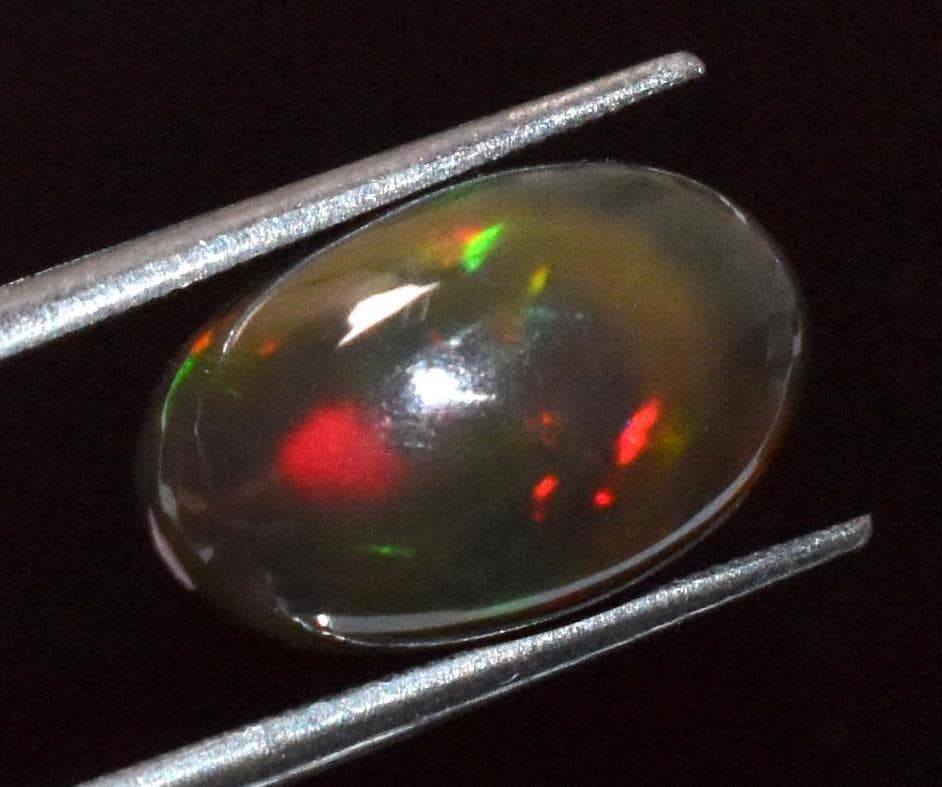 Opal, Natural Black Ethiopian Opal, Oval Welo Fire Cabochon Loose Gemstone, 4.50 Crt, Size-9x14x7mm, For Jewelry Making, Gift For Her,