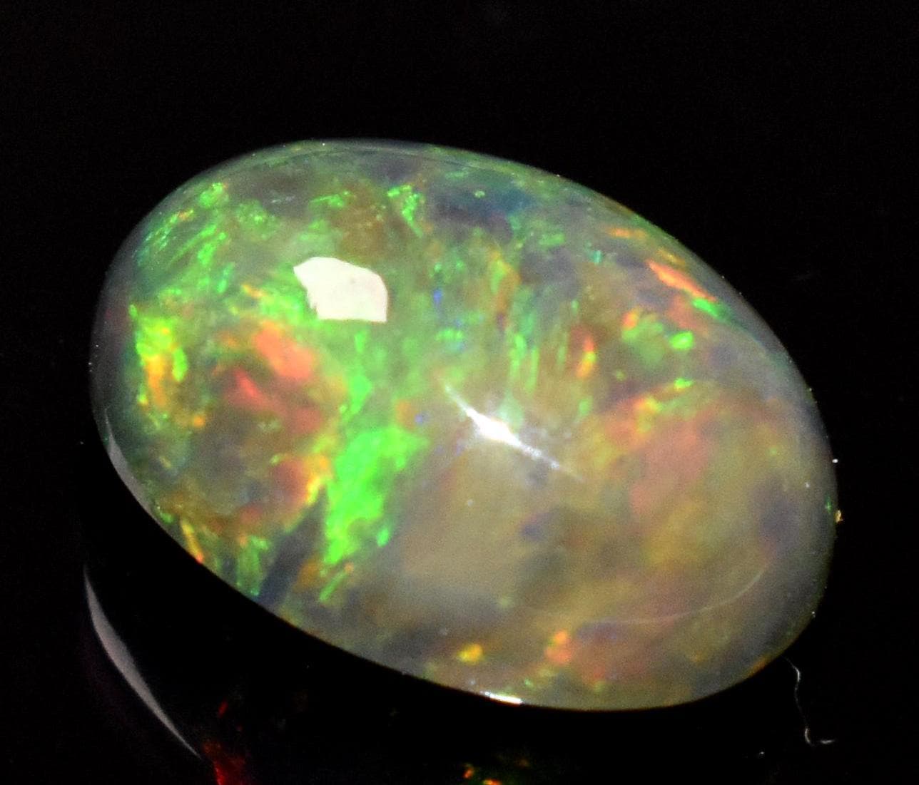 Opal, Natural Black Ethiopian Opal, Oval Welo Fire Cabochon Loose Gemstone, 3.60 Crt, Size-9.5x13x6mm, For Jewelry Making, Gift For Her,