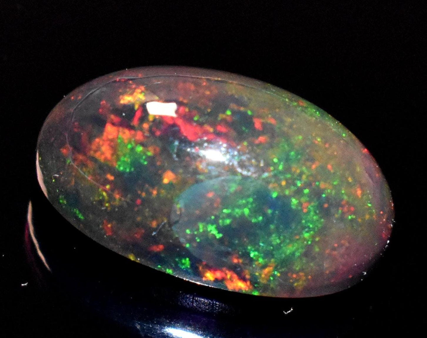 Opal, Natural Black Ethiopian Opal, Oval Welo Fire Cabochon Loose Gemstone, 3.20 Crt, Size-8x13x6mm, For Jewelry Making,