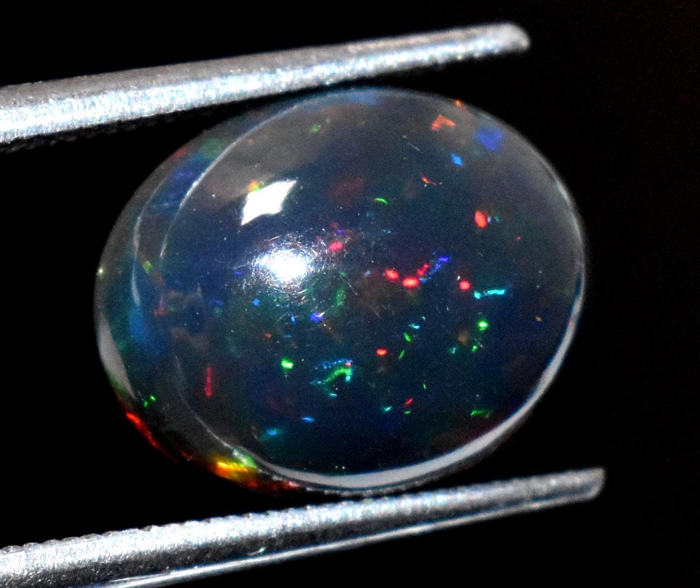 Genuine & Natural Black Ethiopian Opal, Oval Welo Fire Cabochon Loose Gemstone, 2.60 Crt, Size-9x11x5.5mm, For Jewelry Making,