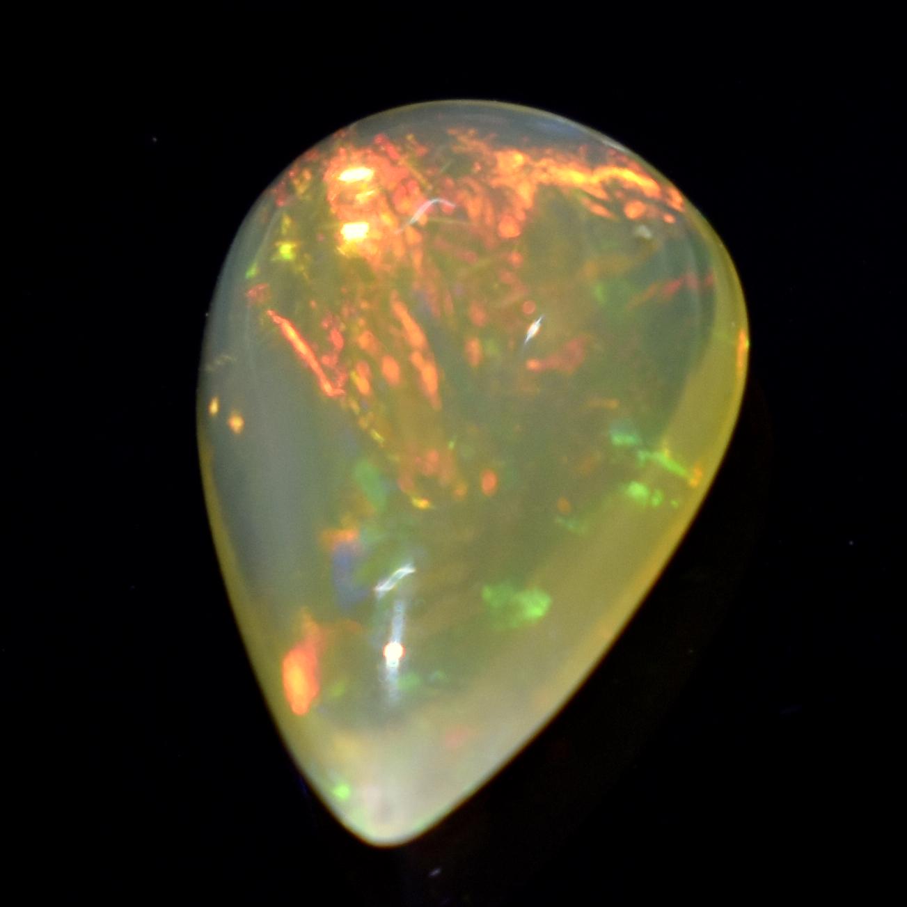 Opal, 100% Natural Ethiopian Opal, Pear Welo Fire Cabochon Loose Gemstone, 3.75 Carat, Size-15x10x5mm, For Jewelry Making, PC-1