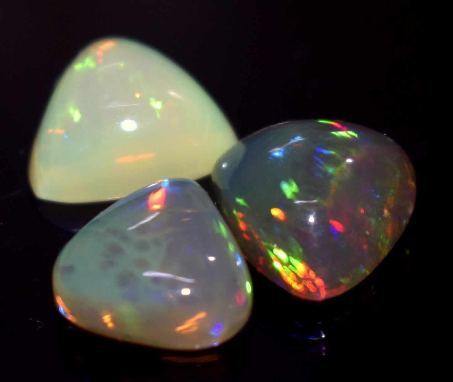 Genuine & 100% Natural Ethiopian Opal, Trillion Welo Fire Cabochon Gemstone Lot, 8.50 Carat, Size-11x11x5mm To 10x10x5mm, For Jewelry Making