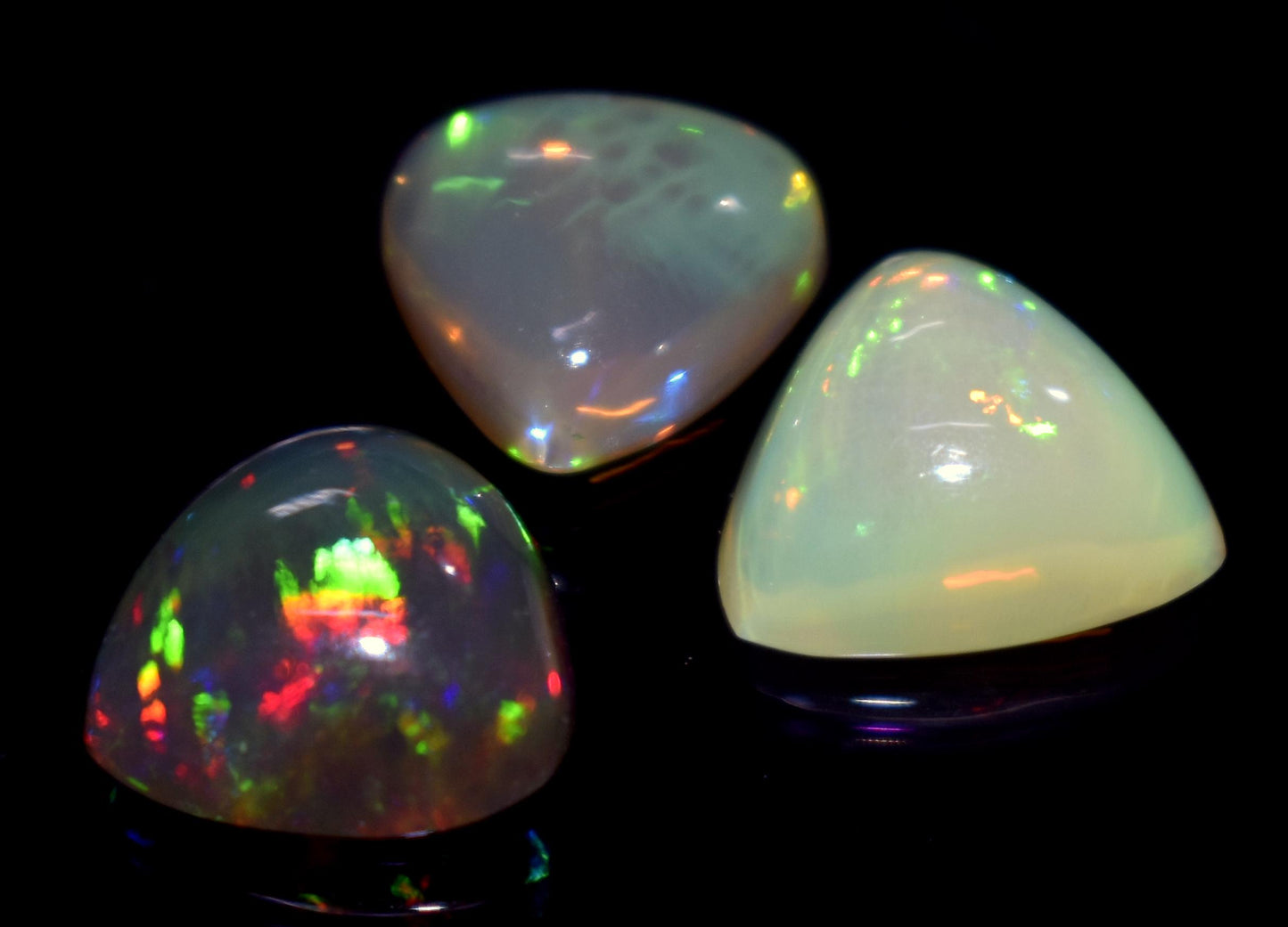 Genuine & 100% Natural Ethiopian Opal, Trillion Welo Fire Cabochon Gemstone Lot, 8.50 Carat, Size-11x11x5mm To 10x10x5mm, For Jewelry Making