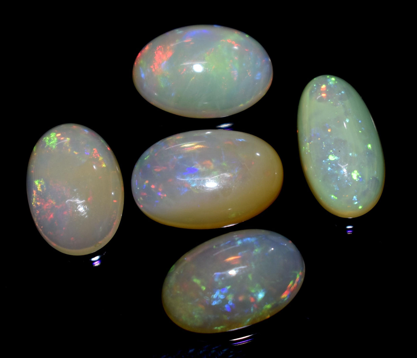 100% Natural Ethiopian Opal, Oval Welo Fire Cabochon Gemstone Lot, 15.85 Carat, Size-14X8X5mm To 13x9x4mm, For Jewelry Making, PC-5