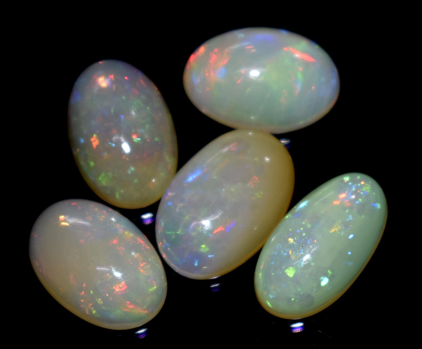 100% Natural Ethiopian Opal, Oval Welo Fire Cabochon Gemstone Lot, 15.85 Carat, Size-14X8X5mm To 13x9x4mm, For Jewelry Making, PC-5