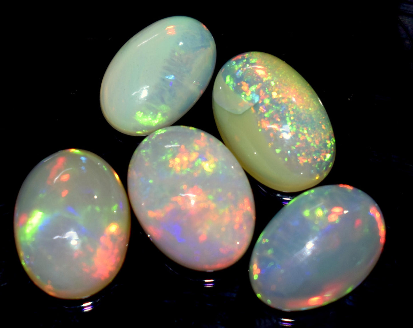 Genuine & 100% Natural Ethiopian Opal, Oval Welo Fire Cabochon Gemstone Lot, 15.50 Carat, Size-14X9X4mm To 12x8x3mm, For Jewelry Making,