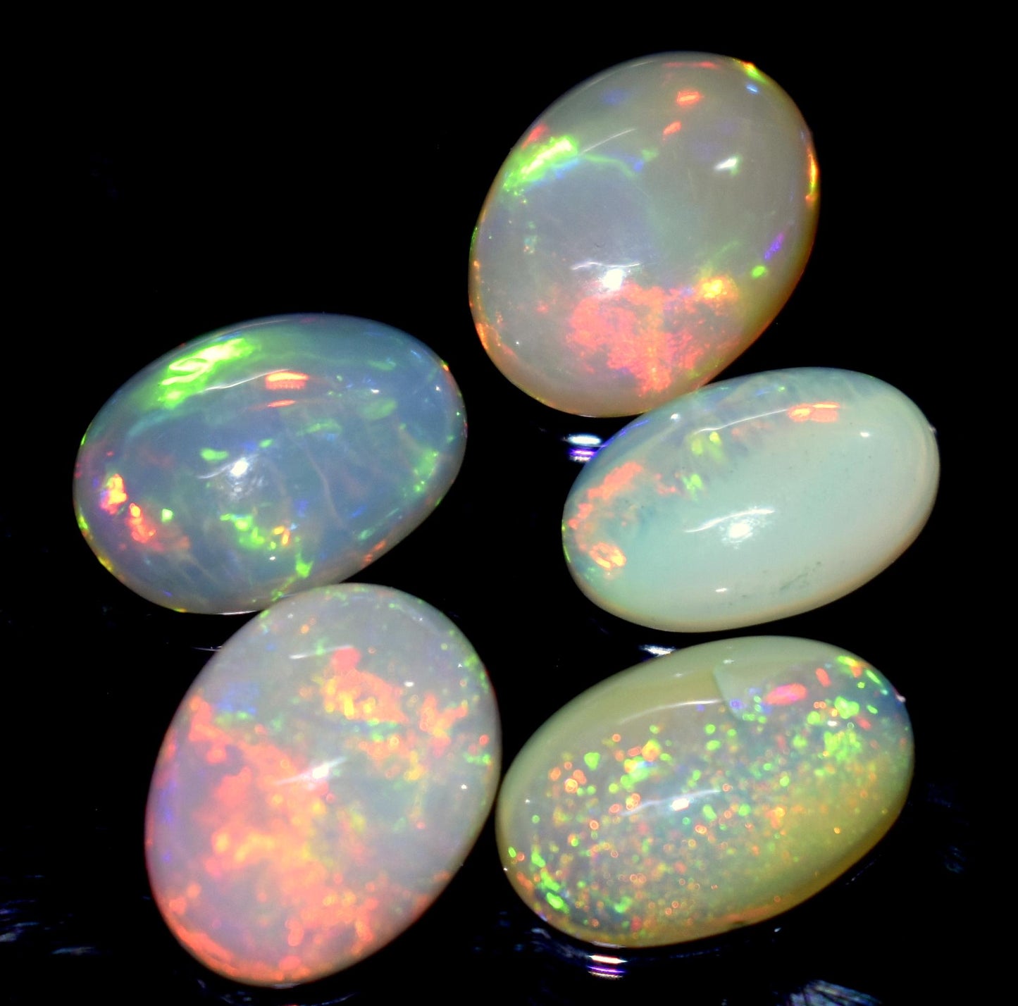 Genuine & 100% Natural Ethiopian Opal, Oval Welo Fire Cabochon Gemstone Lot, 15.50 Carat, Size-14X9X4mm To 12x8x3mm, For Jewelry Making,