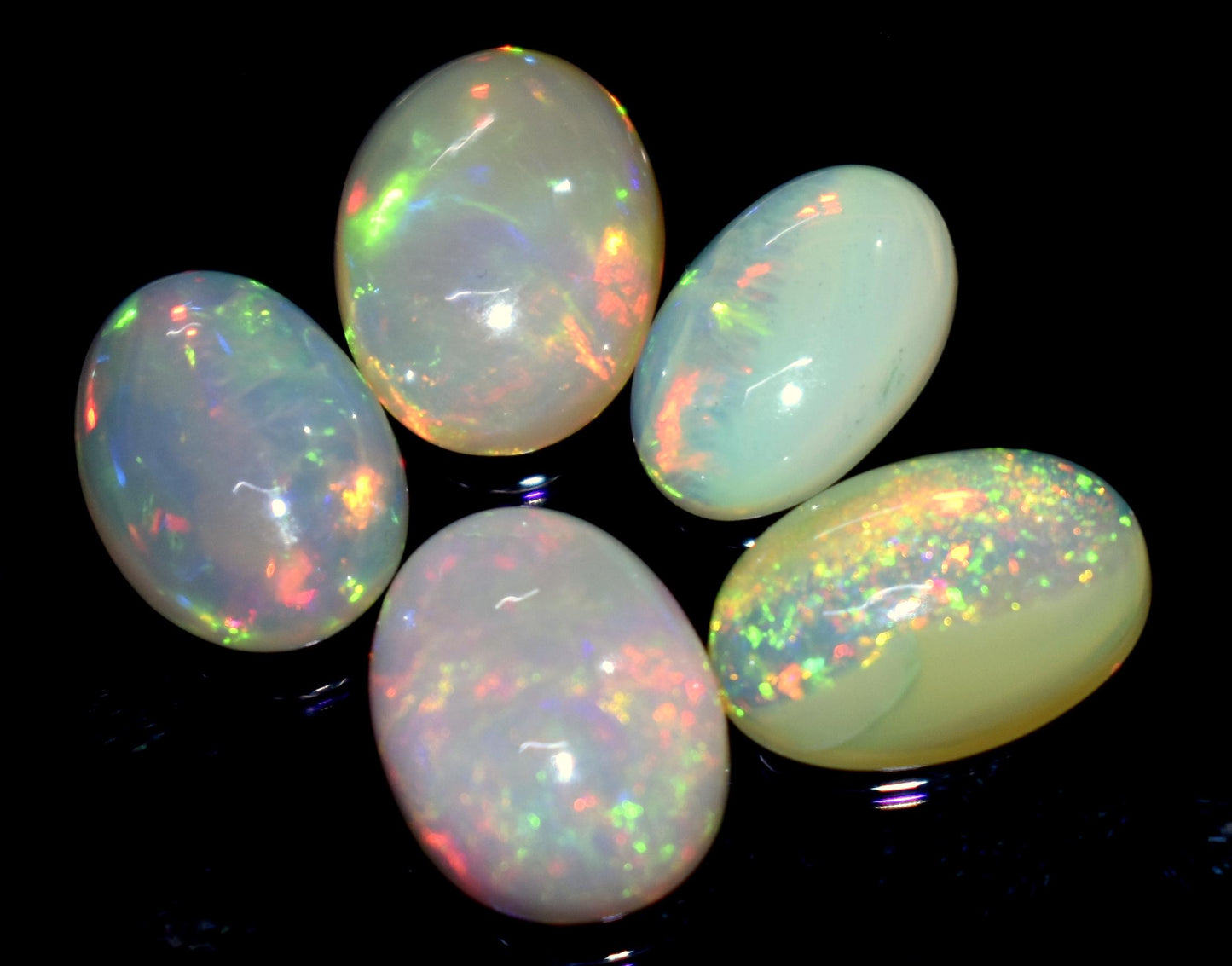 Genuine & 100% Natural Ethiopian Opal, Oval Welo Fire Cabochon Gemstone Lot, 15.50 Carat, Size-14X9X4mm To 12x8x3mm, For Jewelry Making,