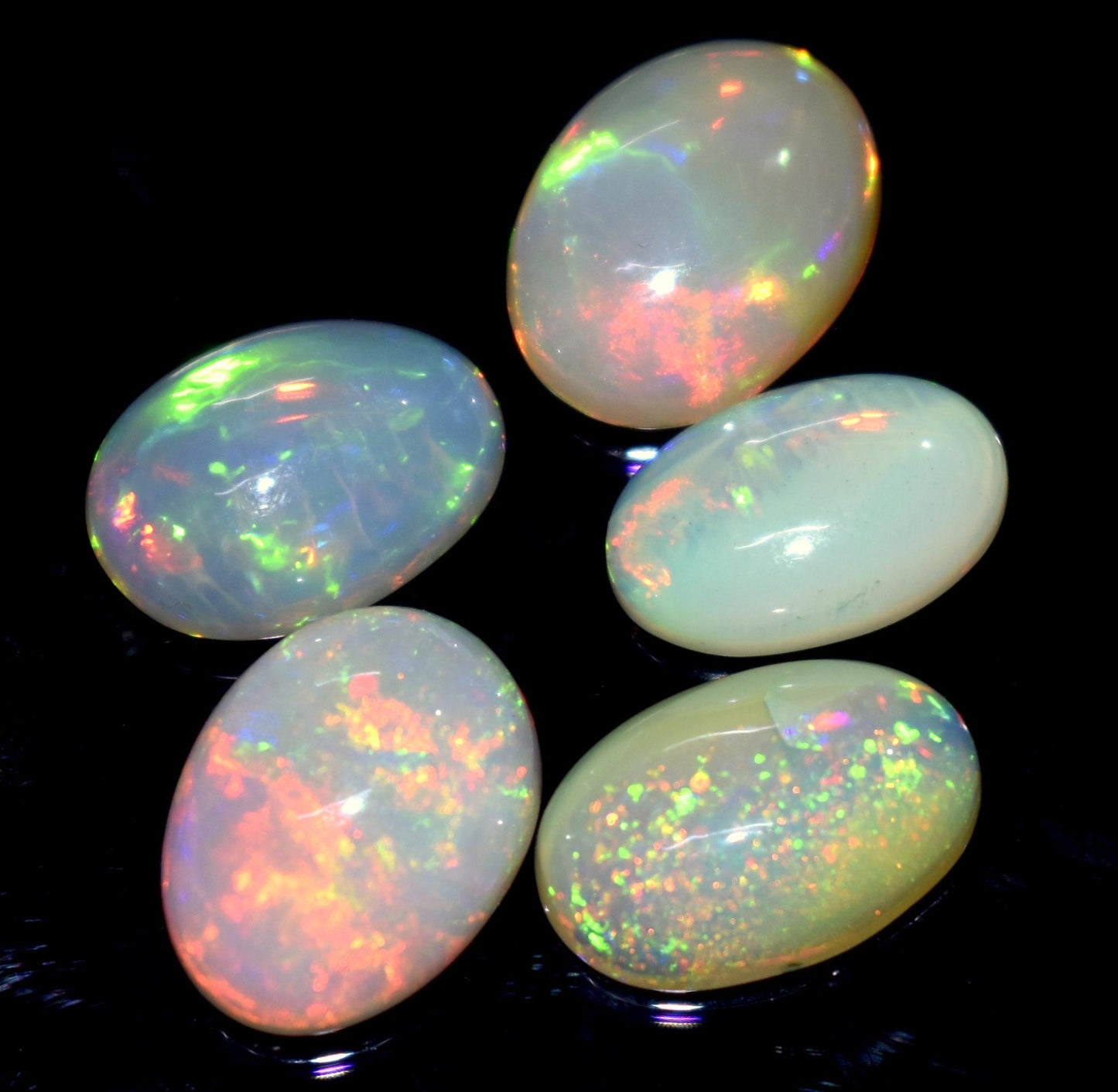 Genuine & 100% Natural Ethiopian Opal, Oval Welo Fire Cabochon Gemstone Lot, 15.50 Carat, Size-14X9X4mm To 12x8x3mm, For Jewelry Making,