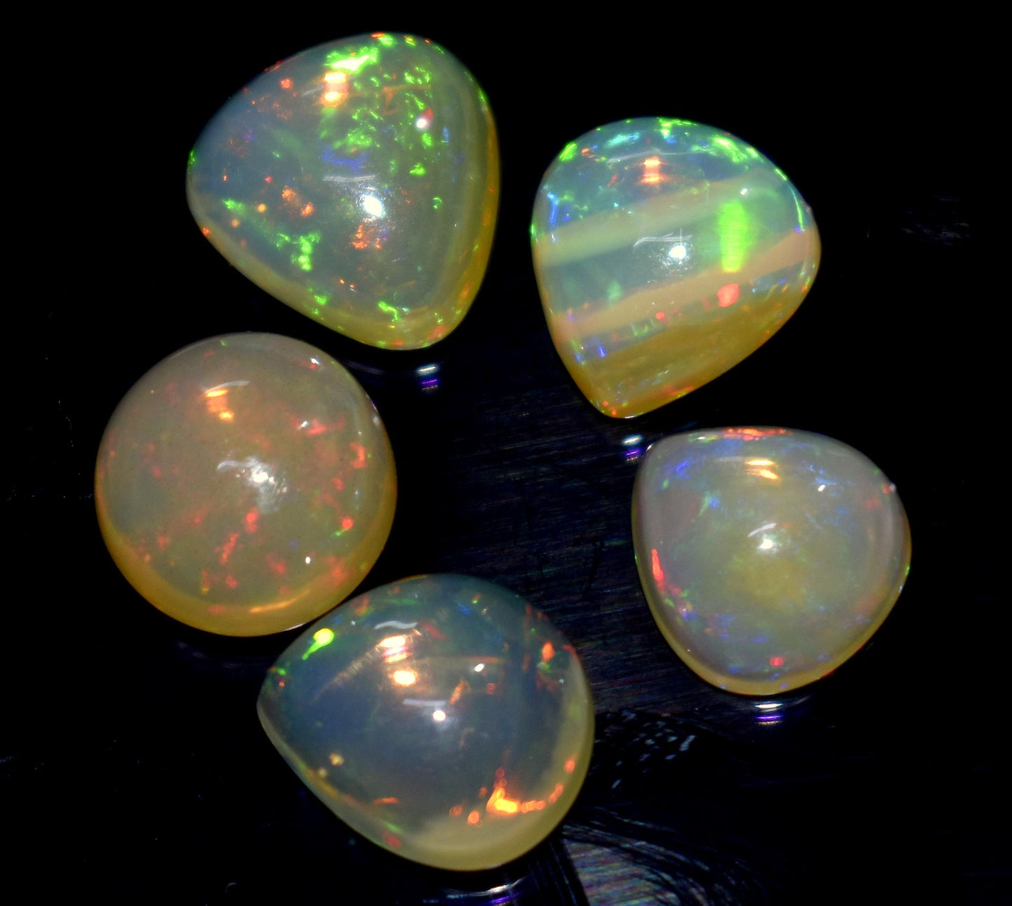 100% Natural Ethiopian Opal, Mix Shape Welo Fire Cabochon Gemstone Lot, 13.50 Carat, Size-12x11x5mm To 10x9x4mm, For Jewelry Making,