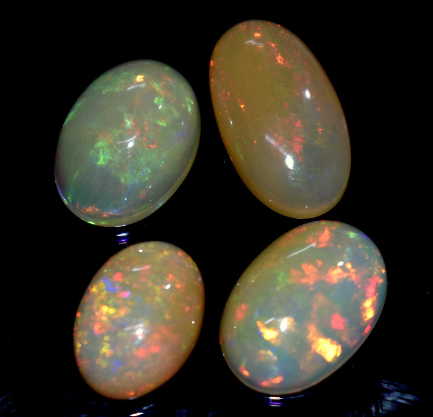 Opal, 100% Natural Ethiopian Opal, Oval Welo Fire Cabochon Gemstone Lot, 13.00 Carat, Size-12x9x5mm To 16x9x5mm, For Jewelry Making,