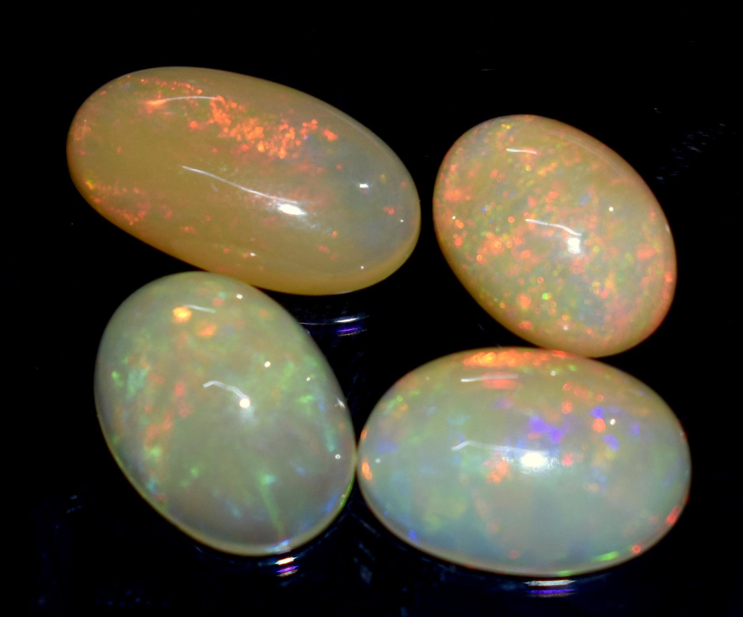 Opal, 100% Natural Ethiopian Opal, Oval Welo Fire Cabochon Gemstone Lot, 13.00 Carat, Size-12x9x5mm To 16x9x5mm, For Jewelry Making,