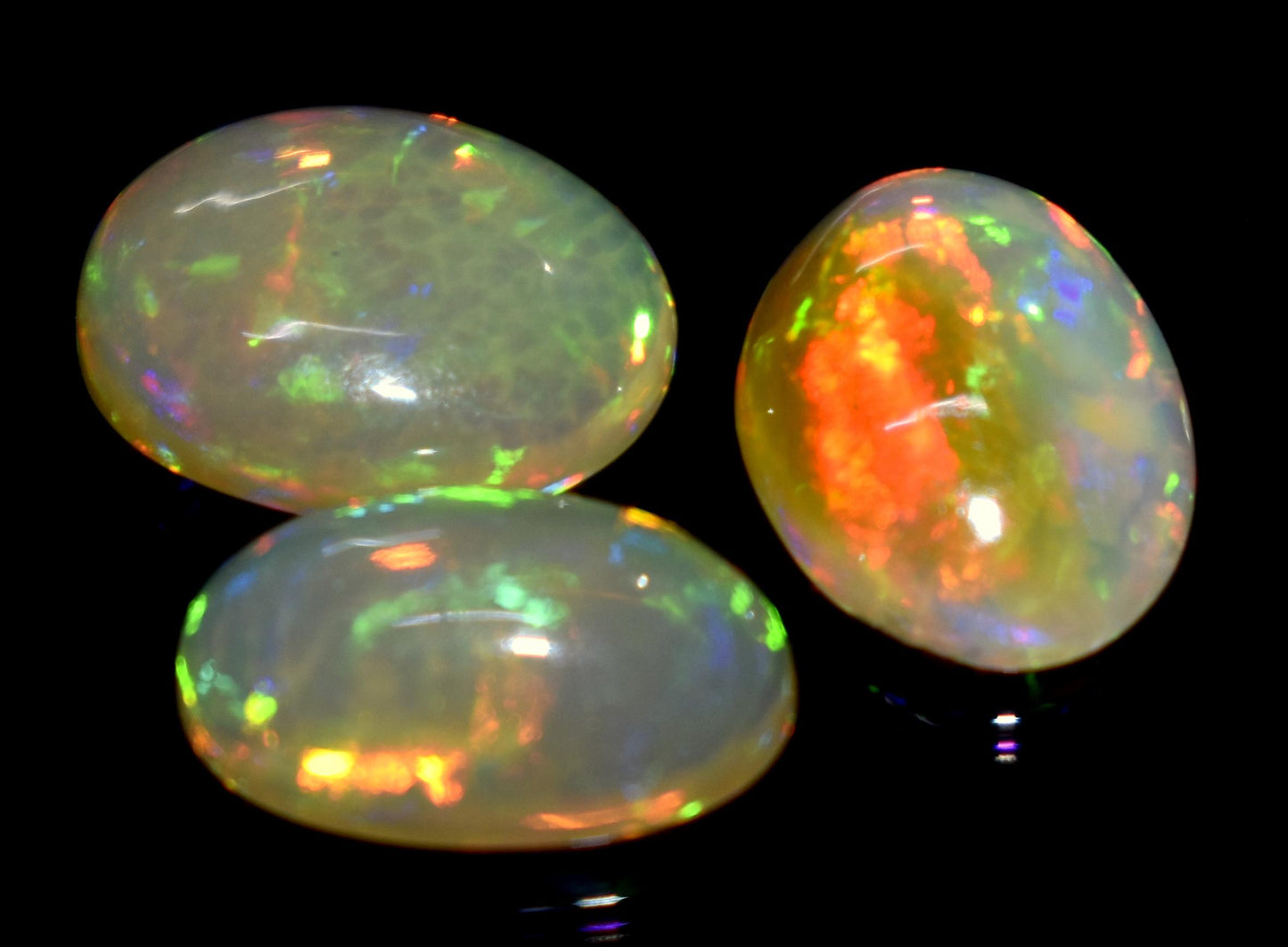 100% Natural Ethiopian Opal, Oval Welo Fire Cabochon Gemstone Lot, 8.30 Carat, Size-13x8x5mm To 12x9x4mm, For Jewelry Making, PC-3