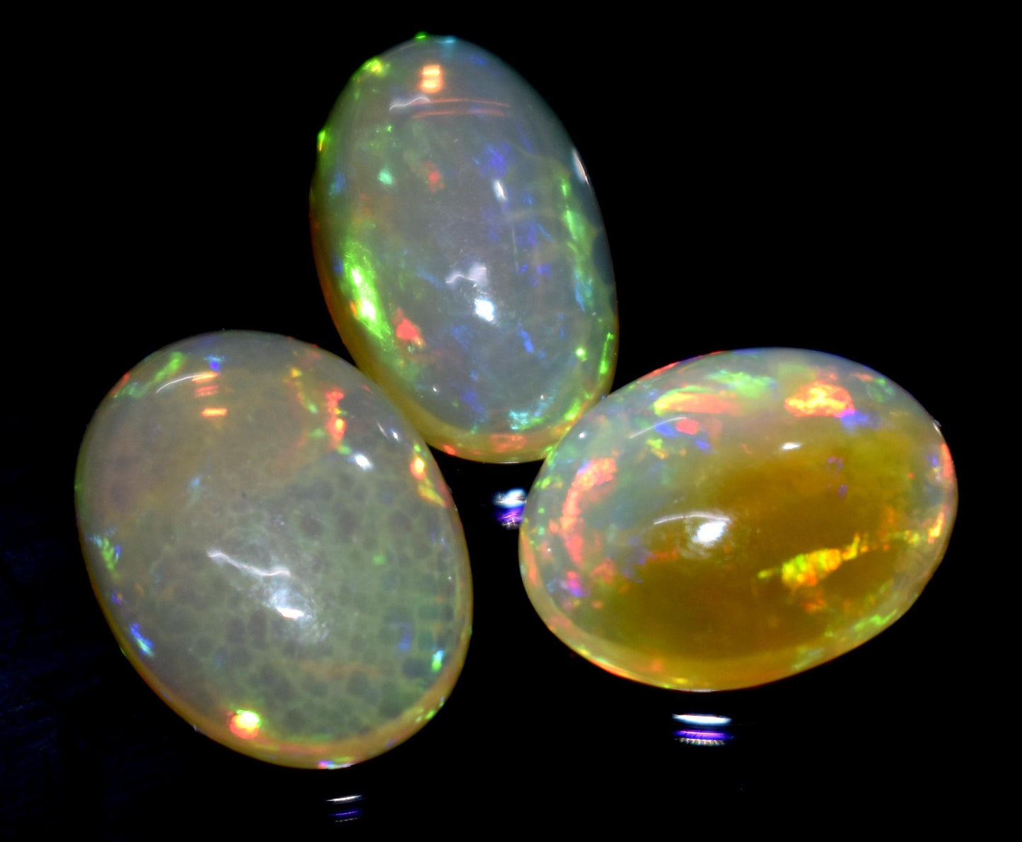 100% Natural Ethiopian Opal, Oval Welo Fire Cabochon Gemstone Lot, 8.30 Carat, Size-13x8x5mm To 12x9x4mm, For Jewelry Making, PC-3