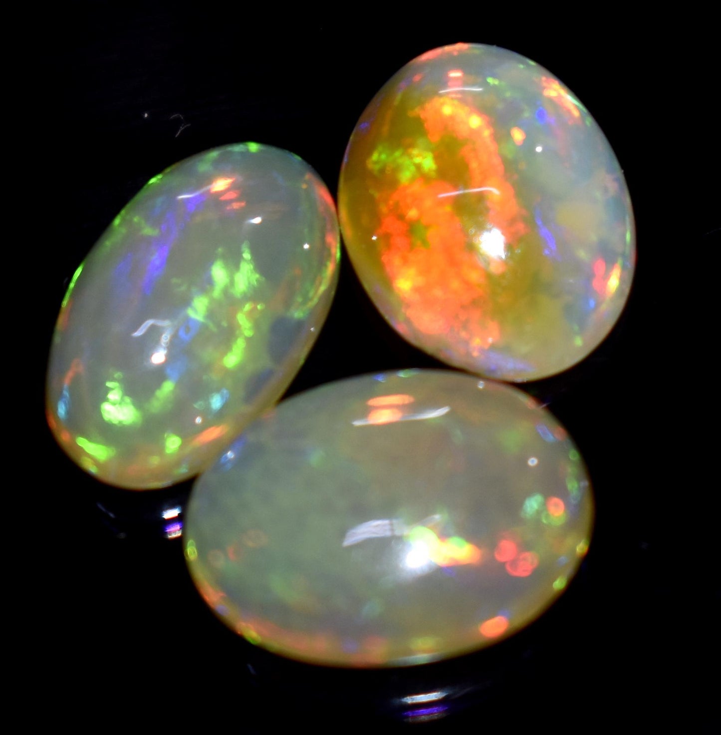 100% Natural Ethiopian Opal, Oval Welo Fire Cabochon Gemstone Lot, 8.30 Carat, Size-13x8x5mm To 12x9x4mm, For Jewelry Making, PC-3