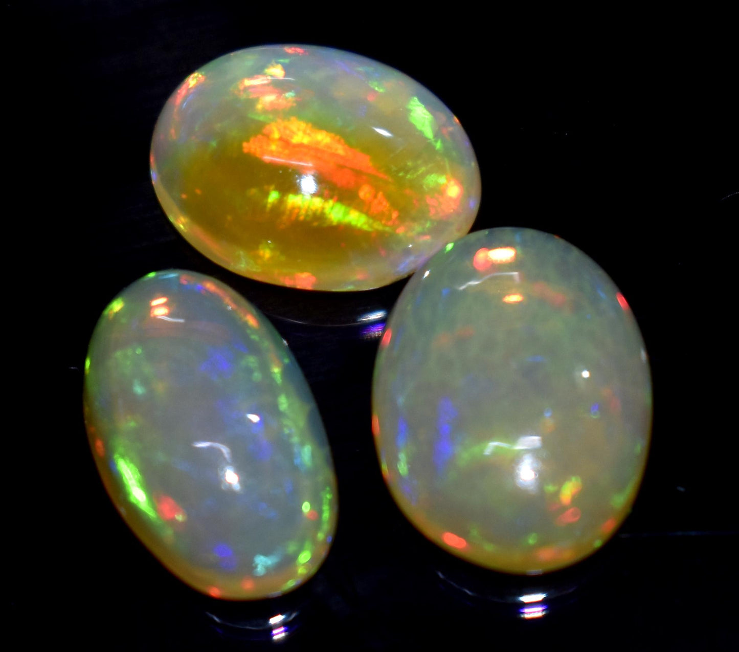 100% Natural Ethiopian Opal, Oval Welo Fire Cabochon Gemstone Lot, 8.30 Carat, Size-13x8x5mm To 12x9x4mm, For Jewelry Making, PC-3